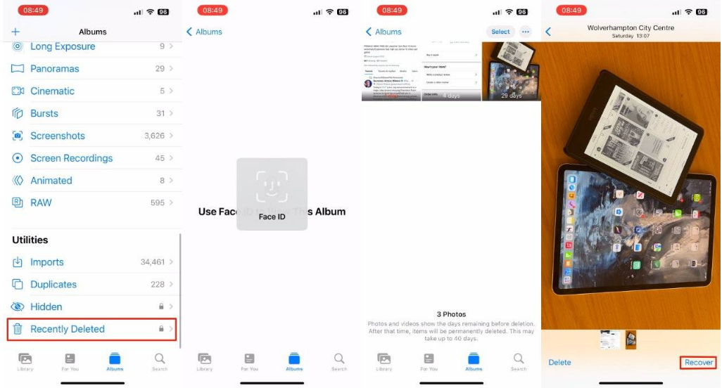 万城镇苹果14维修分享 iPhone14 上恢复已删除的照片 