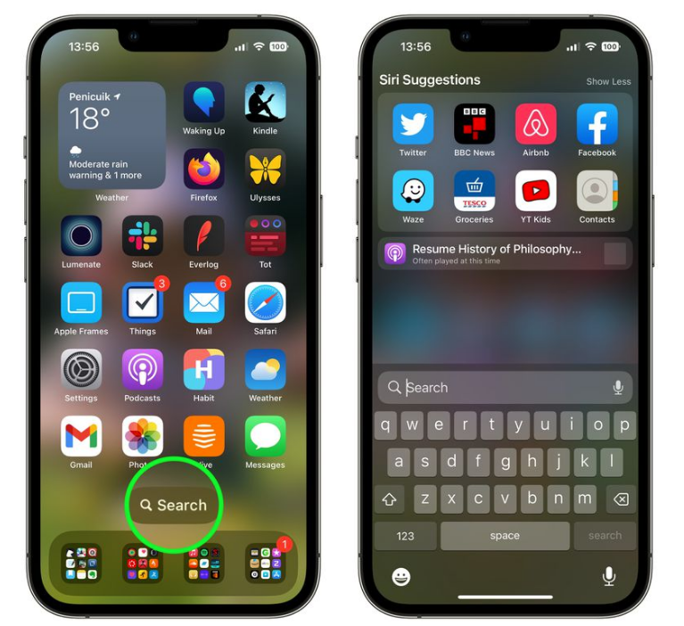 万城镇苹果手机维修分享升级到 iOS 16 后，如何删除主屏幕上的搜索按钮 
