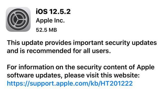 万城镇苹果手机维修分享iOS12.5.2发布，建议所有老苹果用户安装 